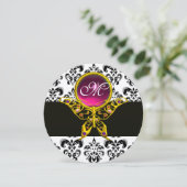 HYPER BUTTERFLY PINK MONOGRAM, zwarte witte vocht Kaart (Staand voorkant)