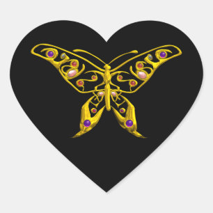 HYPER BUTTERFLY, zwart Hart Sticker