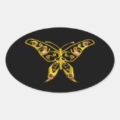 HYPER BUTTERFLY, zwart Ovale Sticker (Voorkant)