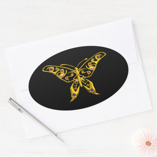 HYPER BUTTERFLY, zwart Ovale Sticker
