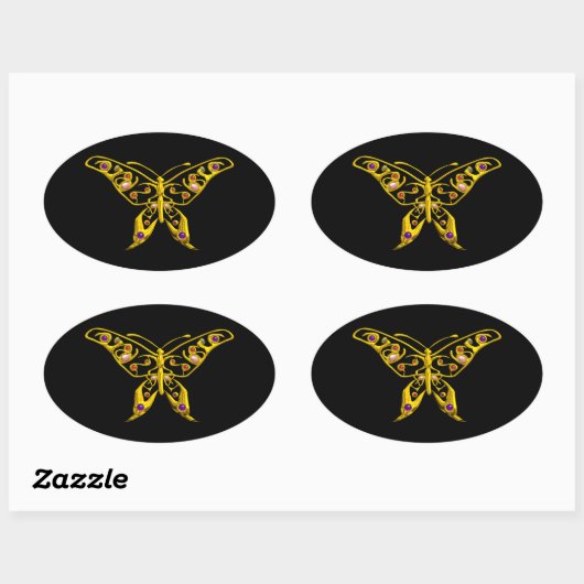 HYPER BUTTERFLY, zwart Ovale Sticker (Vel)