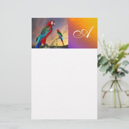 HYPER DELEN/RODE ARA MONOGRAM, wit Briefpapier (Staand voorkant)