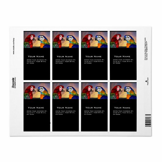 HYPER DELEN / RODE EN BLAUWE ARA ETIKET (Full Sheet)