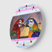 HYPER DELEN / RODE EN BLAUWE ARA GROTE KLOK (Hoek)