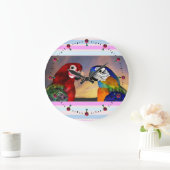 HYPER DELEN / RODE EN BLAUWE ARA GROTE KLOK (Huis)