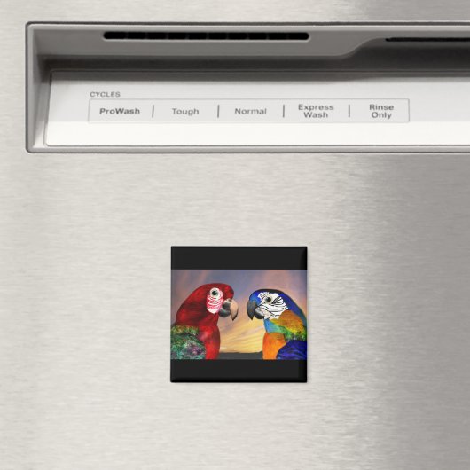 HYPER DELEN/RODE EN BLAUWE ARA MAGNEET (Insitu (Vaatwasser))