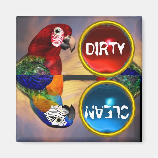 HYPER DELEN/RODE EN BLAUWE ARA MAGNEET (Voorkant)