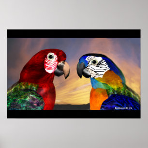 HYPER DELEN / RODE EN BLAUWE ARA POSTER