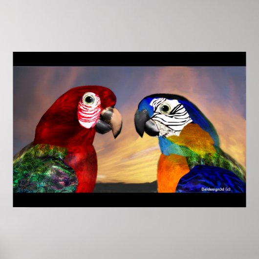 HYPER DELEN / RODE EN BLAUWE ARA POSTER (Voorkant)