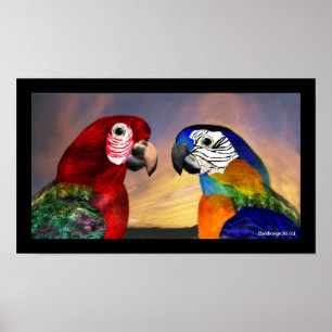 HYPER DELEN / RODE EN BLAUWE ARA POSTER