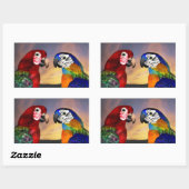 HYPER DELEN / RODE EN BLAUWE ARA RECHTHOEKIGE STICKER (Vel)