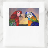 HYPER DELEN / RODE EN BLAUWE ARA RECHTHOEKIGE STICKER (Tas)