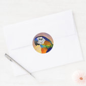 HYPER DELEN/RODE EN BLAUWE ARA RONDE STICKER (Envelop)