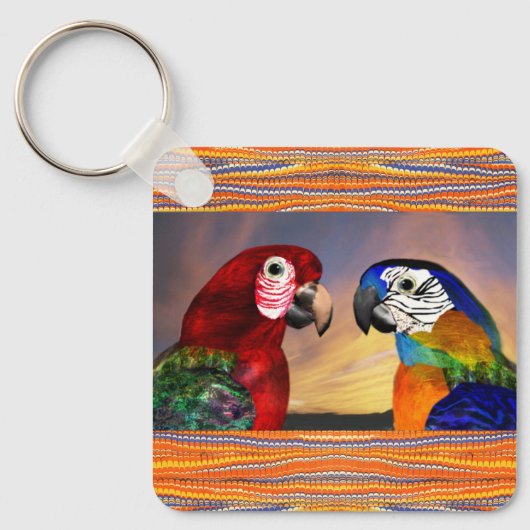 HYPER DELEN/RODE EN BLAUWE ARA SLEUTELHANGER (Voorkant)