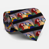 HYPER DELEN/RODE EN BLAUWE ARA STROPDAS (Opgerold)