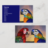 HYPER DELEN / RODE EN BLAUWE ARA VISITEKAARTJE (Voorkant / Achterkant)