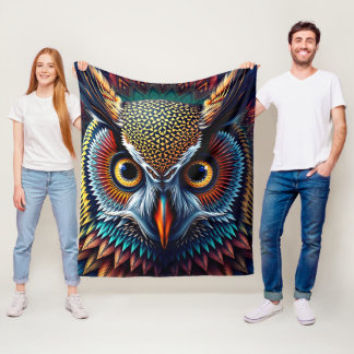 Hyper-Detailed Owl Portrait | Realistic & Intense Fleece Deken