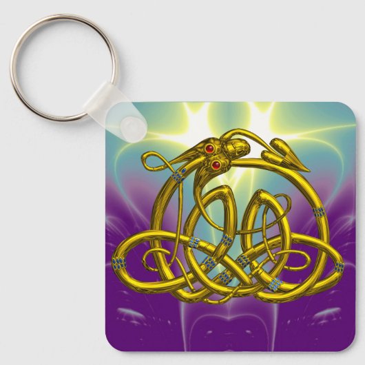 HYPER DRAGON Gold Celtic Knoopjes met edelstenen Sleutelhanger (Voorkant)