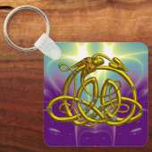 HYPER DRAGON Gold Celtic Knoopjes met edelstenen Sleutelhanger (Voorkant)