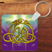 HYPER DRAGON Gold Celtic Knoopjes met edelstenen Sleutelhanger (Achterkant)