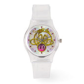 HYPER DRAGON/GOLD CELTIC KNOTS GEMSTONE MONOGRAM HORLOGE (Voorkant)