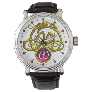 HYPER DRAGON/GOLD CELTIC KNOTS GEMSTONE MONOGRAM HORLOGE