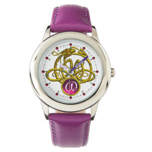 HYPER DRAGON/GOLD CELTIC KNOTS GEMSTONE MONOGRAM HORLOGE