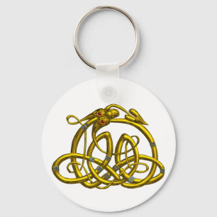 HYPER DRAGON Gold Celtic knots in witte Sleutelhan Sleutelhanger