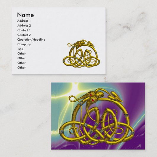 HYPER DRAGON, GOUDE CELTISCHE KENNIS, GEMSTONES Fa Visitekaartje (Voorkant / Achterkant)