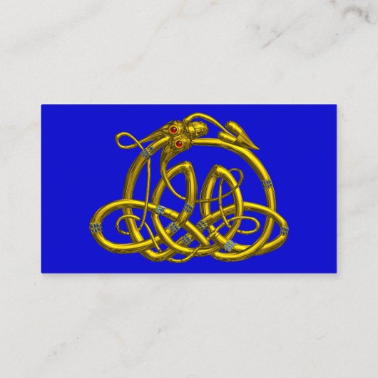 HYPER DRAGON MET GOUDE CELTISCHE KENNIS Blue Fanta Visitekaartje (Achterkant)