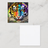 Hyper Gedetailleerde tijger Grungy Distress Rainbo Vierkante Visitekaartje (Voorkant / Achterkant)