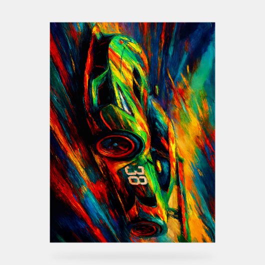 hyper gestileerde raceauto acryl bord (Voorkant)
