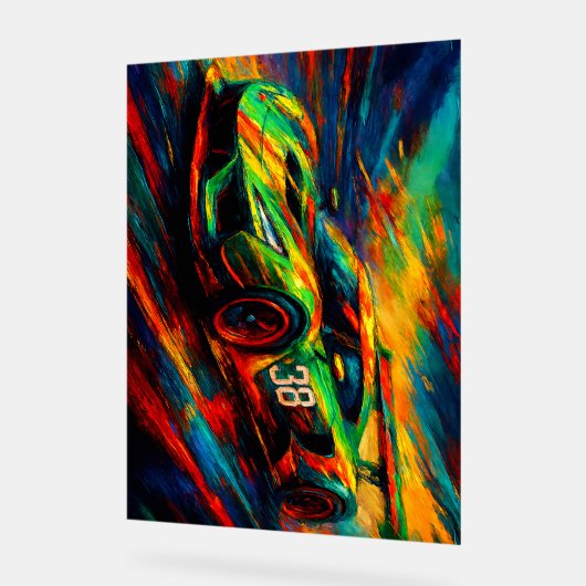 hyper gestileerde raceauto acryl bord (Hoek)