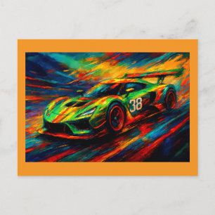 hyper gestileerde raceauto briefkaart