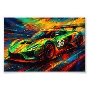 hyper gestileerde raceauto foto afdruk