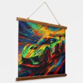 hyper gestileerde raceauto hangend wandkleed (Gebogen)