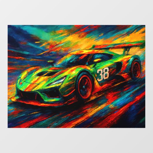 hyper gestileerde raceauto raamsticker (Vel)