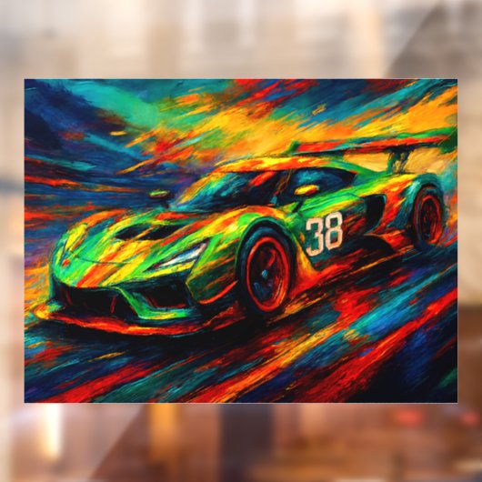 hyper gestileerde raceauto raamsticker (Vel 2)