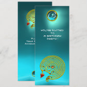 HYPER LABYRINT, aquamarijn helder geel blauw Kaart (Voorkant / Achterkant)