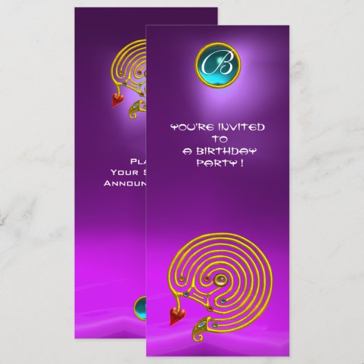 HYPER LABYRINTH, Amethyst felblauw vioolblauw paar Kaart (Voorkant / Achterkant)