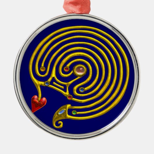 HYPER LABYRINTH blauw Metalen Ornament (Voorkant)