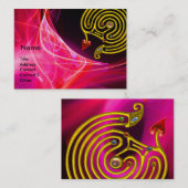 HYPER LABYRINTH IN PINK FUCHSIA RED LIGHT WAVES VISITEKAARTJE (Voorkant / Achterkant)