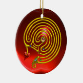 HYPER LABYRINTH Red Ruby en Blue Sapphire Keramisch Ornament (Rechts)