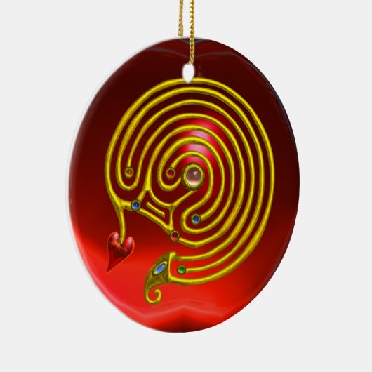 HYPER LABYRINTH Red Ruby en Blue Sapphire Keramisch Ornament (Rechts)