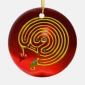 HYPER LABYRINTH Red Ruby en Blue Sapphire Keramisch Ornament (Voorkant)