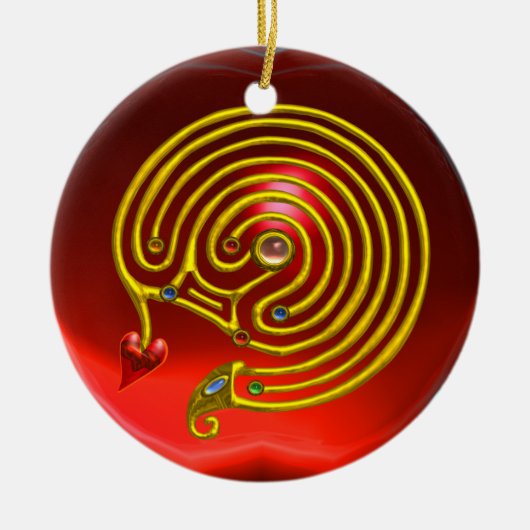 HYPER LABYRINTH Red Ruby en Blue Sapphire Keramisch Ornament (Voorkant)