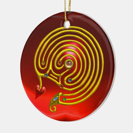 HYPER LABYRINTH Red Ruby en Blue Sapphire Keramisch Ornament (Links)