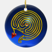 HYPER LABYRINTH Red Ruby en Blue Sapphire Keramisch Ornament (Achterkant)