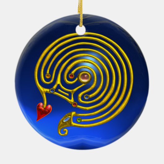 HYPER LABYRINTH Red Ruby en Blue Sapphire Keramisch Ornament (Achterkant)