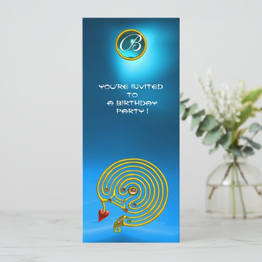 HYPER LABYRINTH ,Saffier helder geel blauw Kaart (Staand voorkant)